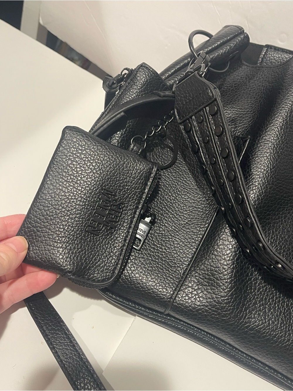 Steve Madden new BKOLTT hobo bag mini pouch charm Pebbled Leather Messenger - Picture 5 of 14